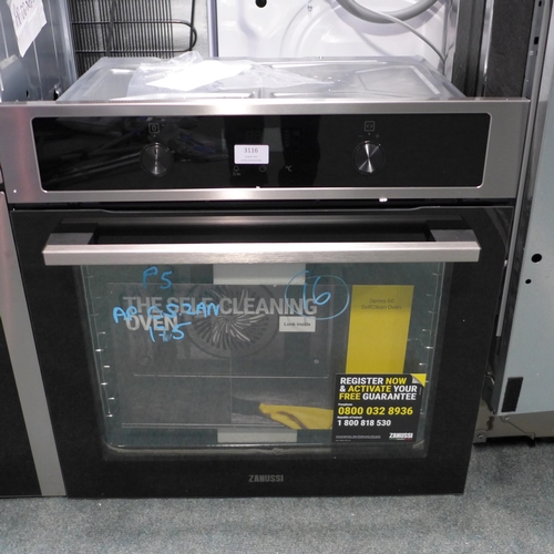 3116 - Zanussi Single Pyrolytic Oven (H589Xw594XD568) - Model No:- ZOPND7X1 * This Lot Is Subject To Vat