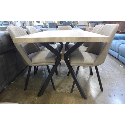 1545 - A Kamala 1.4m washed oak dining table with a set of six Jaden elk dining chairs