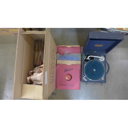 1268 - A Meritone 78rpm record player and a box of 78 rpm records **PLEASE NOTE THIS LOT IS NOT ELIGIBLE FO... 