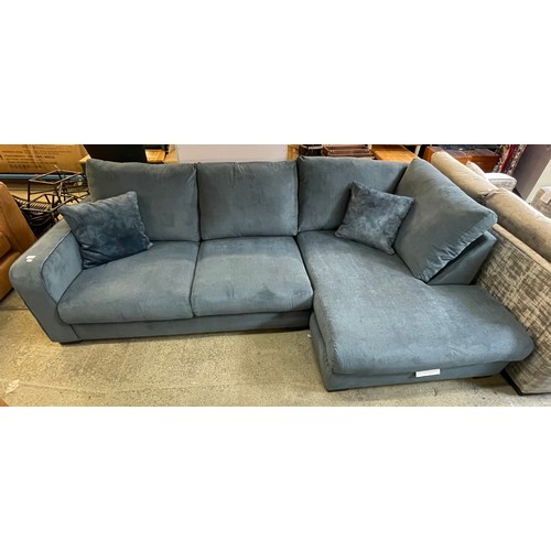 1553 - A Strada folkstone blue RHF corduroy corner chaise RRP £1299.99