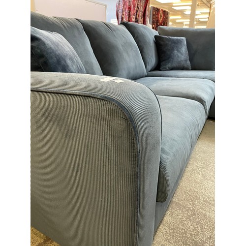 1553 - A Strada folkstone blue RHF corduroy corner chaise RRP £1299.99