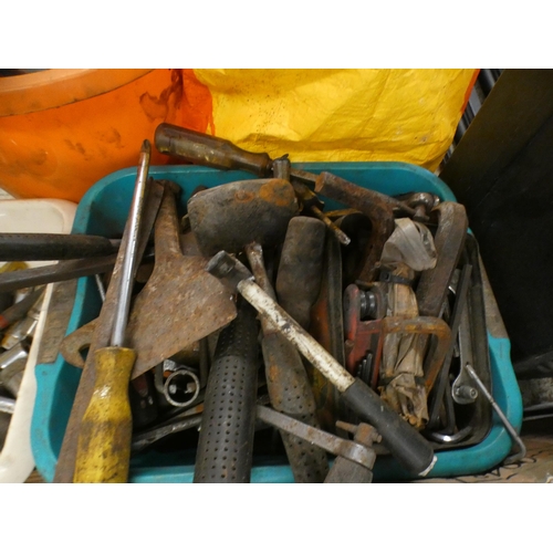 2045 - 3 Buckets of assorted hand tools: spanners, sockets, wrenches, etc.