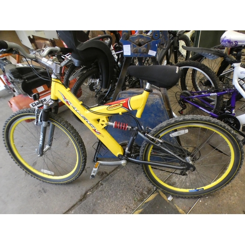 2064 - Yellow Raleigh Max aluminium full suspension MTB