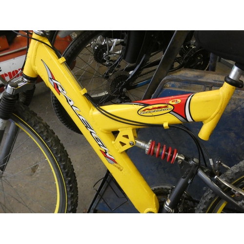 2064 - Yellow Raleigh Max aluminium full suspension MTB