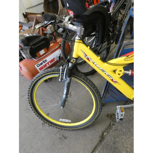 2064 - Yellow Raleigh Max aluminium full suspension MTB