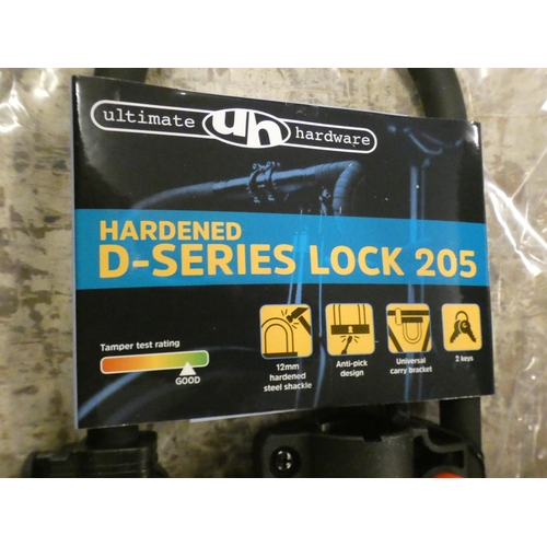 2104 - Eight sealed unused Ultimate Hardware reinforced steel cycle D-locks