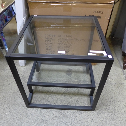 1728 - A glass and metal industrial style side table * this lot is subject to VAT