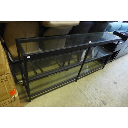 1736 - A glass and metal industrial style console table * this lot is subject to VAT