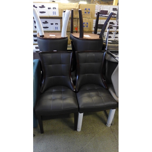 1757 - A set of six brown leather effect dining chairs