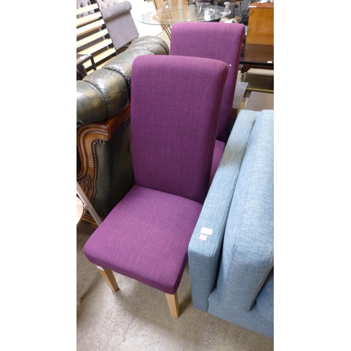 1760 - A pair of violet upholstered dining chairs * this lot is subject to VAT