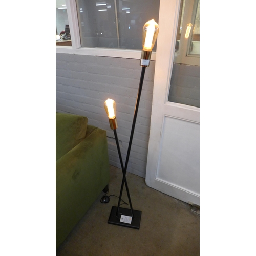 1337 - A black filament crossover floor lamp, H 127cms (27938)   #