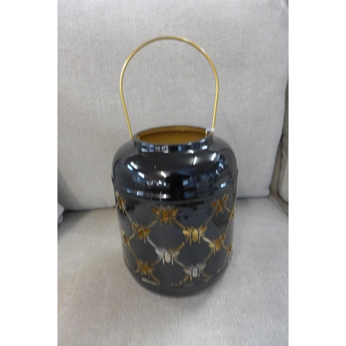 1359 - A black lantern with bee cut out design, H 26cms (TJBE1418)   #