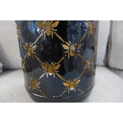 1359 - A black lantern with bee cut out design, H 26cms (TJBE1418)   #