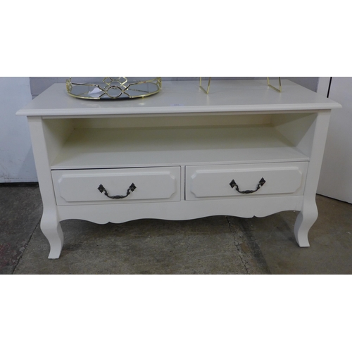 1383 - A white two drawer antique style media unit (marked )