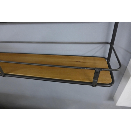 1469 - An industrial metal wall mirror with shelf, H 55cms x W 94cms (RFB3342)   #