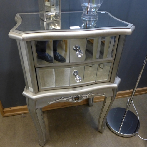 1495 - A mirrored two drawer bedside chest