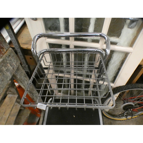 2400 - Heavy airport style tool/goods trolley - chrome with solid rubber tyres plus a set of 150cm vintage ... 