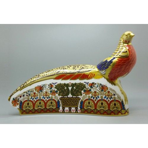 603 - A limited edition Royal Crown Derby Harrods pheasant paperweight, 187/300, boxed