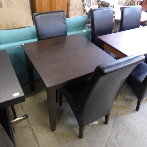 1996 - A square dining table with two leather effect dining chairs