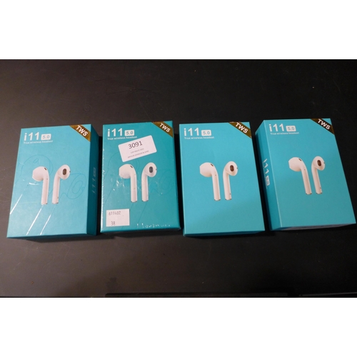 3072 - Four pairs of i11 wireless earbuds