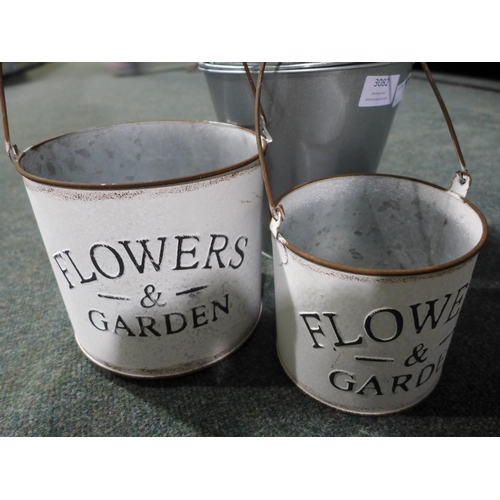 3082 - A quantity of galvanised plant pots