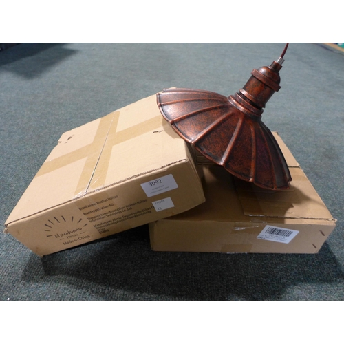 3092 - 2 Industrial style copper effect lampshades
