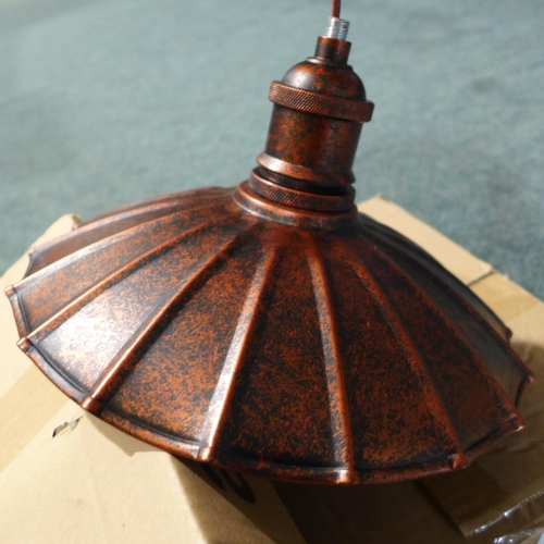 3092 - 2 Industrial style copper effect lampshades