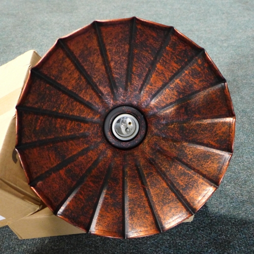3092 - 2 Industrial style copper effect lampshades