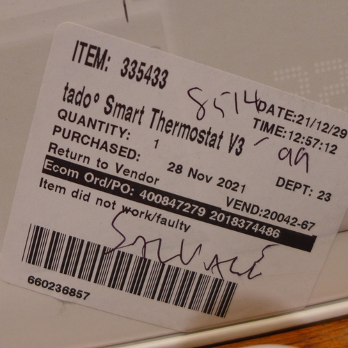 3222 - Tado Smart Thermostat V3 and Hot/cold control, Original RRP £134.99 + vat(246 -306)* This lot is sub... 