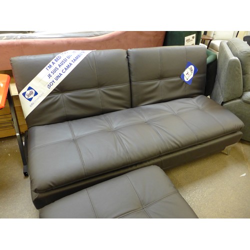 1545 - Sealy Brown Leather Sofa Convertible With Ottoman, Original Rrp £583.32  + Vat  ( 4087 - 49 )* This ... 