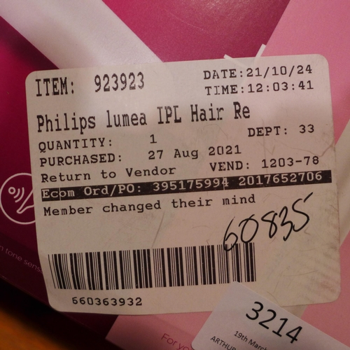 3214 - Philips Lumea epilator, original RRP £229.99 + VAT (245-222) * This lot is subject to VAT