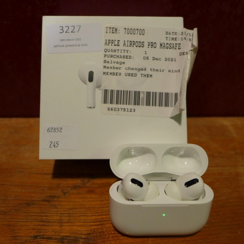 3227 - Apple Airpods Pro Magsafe (model:- MLWK3ZM/A), original RRP £164.99 + VAT (245-244) * This lot is su... 