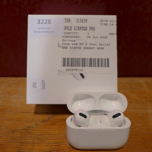 3228 - Apple Airpods Pro (model:- MWP22ZM/A), original RRP £189.99 + VAT (245-187) * This lot is subject to... 