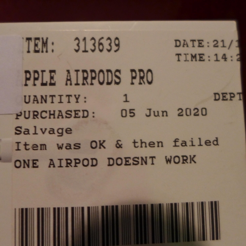 3228 - Apple Airpods Pro (model:- MWP22ZM/A), original RRP £189.99 + VAT (245-187) * This lot is subject to... 