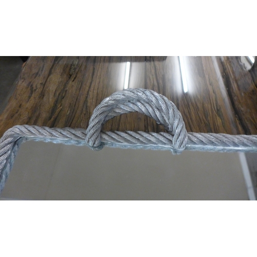 1600 - A silver rope twist two handled mirrored tray (19043025)   #