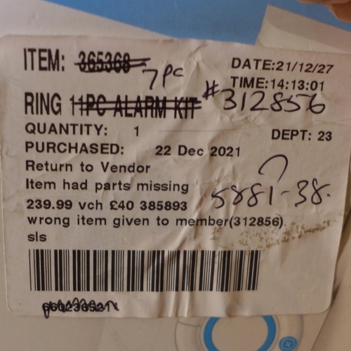 3202 - Ring Alarm security System Kit, Original £167.99 + vat(246 -441)* This lot is subject to vat