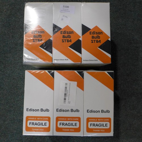 3101 - 12 Antique ST64 Edison bulbs and three Crown LED EL25 Energy Saving LED bulbs and a box of 6, 4W dim... 