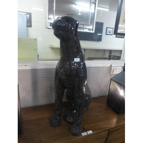 1347 - A black glass mosaic panther