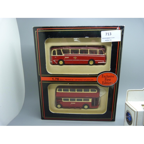 713 - A model Guardian Journal Van 'Forest FA Cup Triumph' on door, boxed, an EFE Barton Coach and Barton ... 