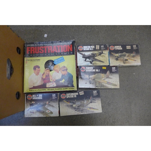 758 - Ten Airfix plane kits (complete), Pro Mover models and warships