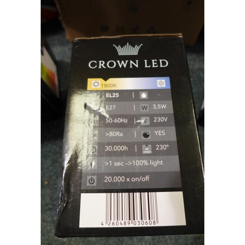 3013 - 24 Antique ST64 Edison bulbs, three Crown LED EL25 Energy Saving LED bulbs and a box of 6, 4W E27 di... 