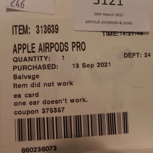 3121 - Apple Airpods Pro (model:- MWP22ZM/A), original RRP £189.99 + VAT    (246-158)