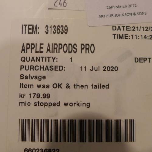 3122 - Apple Airpods pro ( 246-908) * This lot is subject to vat