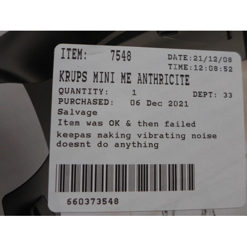 3172 - Krups Mini Me Anthricite coffee machine (245-168) * This lot is subject to VAT