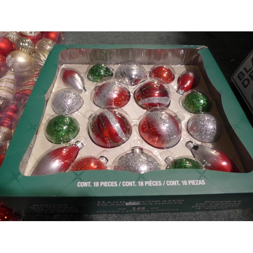 3188 - Ks Wire Edged Ribbon, Two Mixed Packs Of Christmas ornaments       (247-602) * This lot is subject t... 