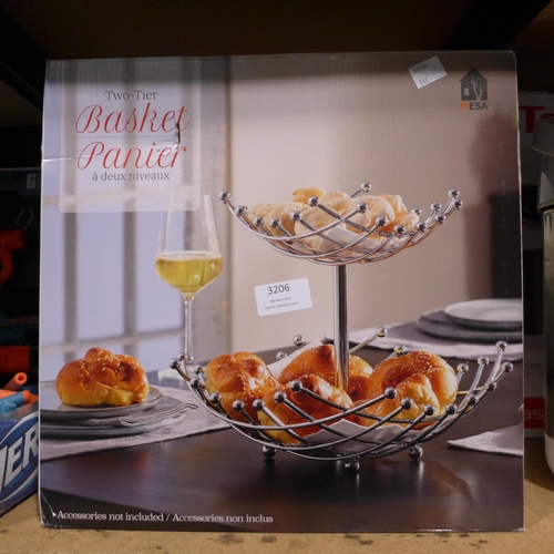 3206 - 2 Tier Chrome Basket       (247-604) * This lot is subject to vat