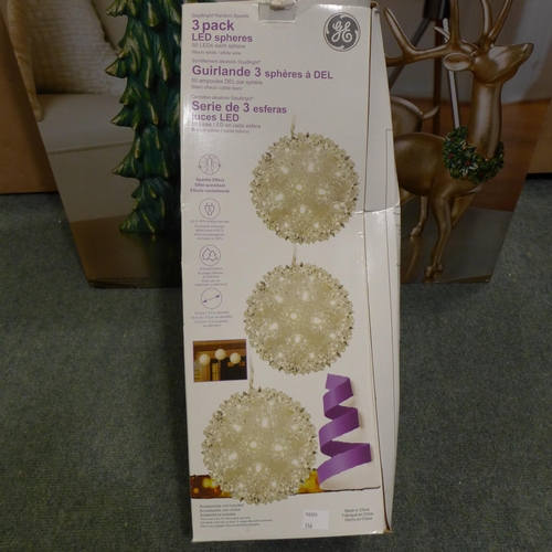 3235 - Set of 3 LED Spheres  and a set of 2 Deers With Tree    (246-211,221)