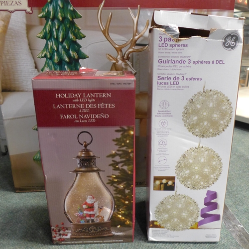 3249 - Led Spheres Set Of 3 , Snow Globe Lantern and Set Of 2 Deers With Tree     (244-823,836,837)  * This... 
