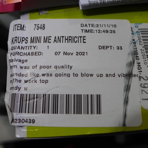 3253 - Krups Mini Me Anthricite Coffee Machine(244-800)  * This lot is subject to vat