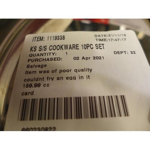 3261 - Ks S/S Cookware 10Pc Set , Original Rrp £164.99 + Vat(244-828)  * This lot is subject to vat